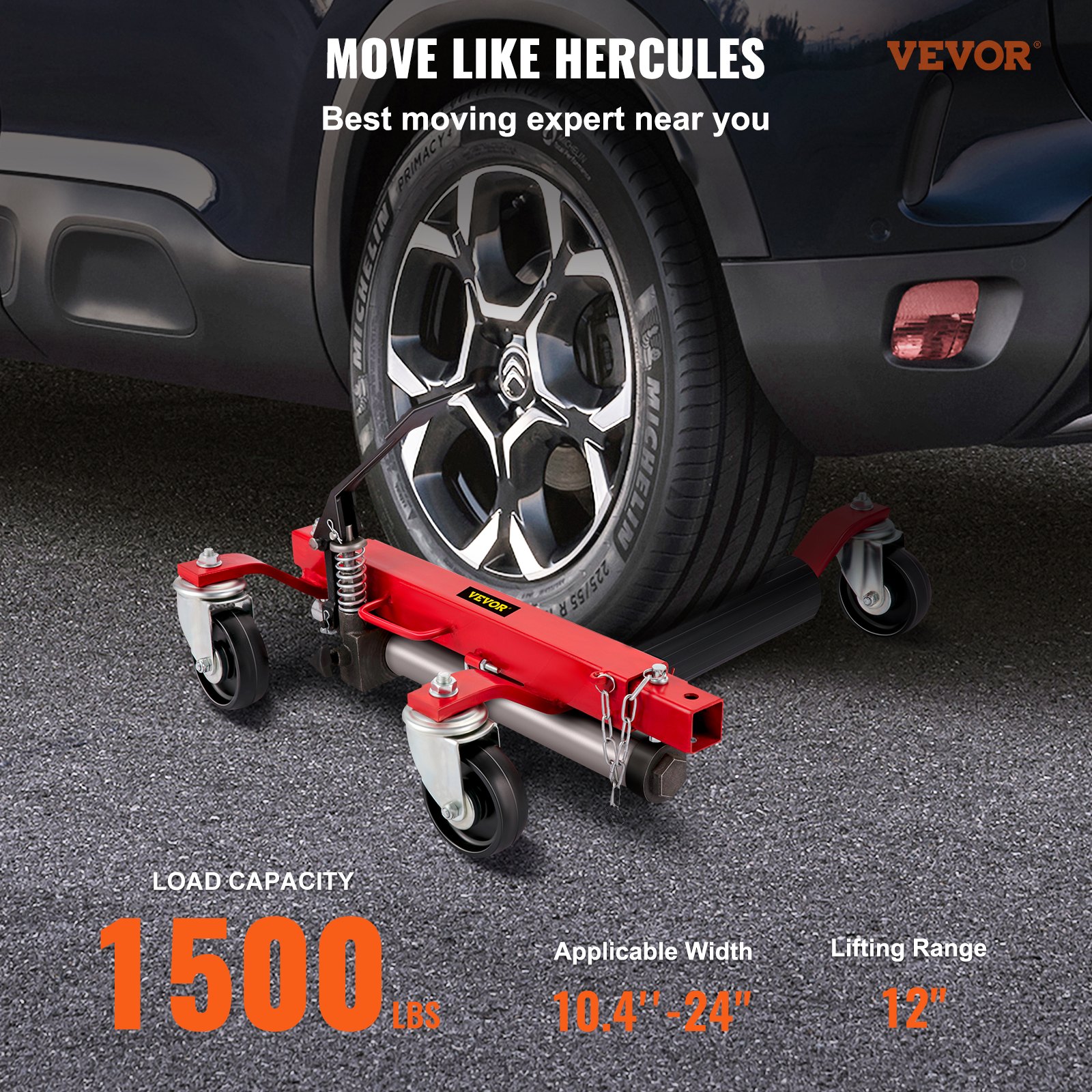 VEVOR Wheel Dolly Car Dolly 1500lb Car Jack Dolly Hydraulic Wheel Jacks for Cars