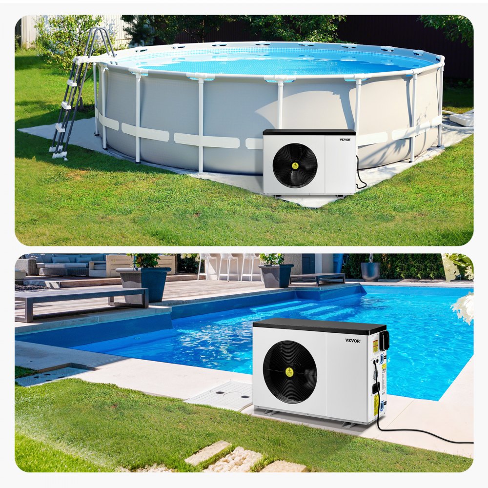 VEVOR Electric Pool Heat Pump, 22250 BTU, Pool Heaters for 3171-6605GAL Above and In Ground Pools, Low Noise, Heating and Cooling Highly Efficient & Energy-Saving Pool Water Heater AC120V 60Hz
