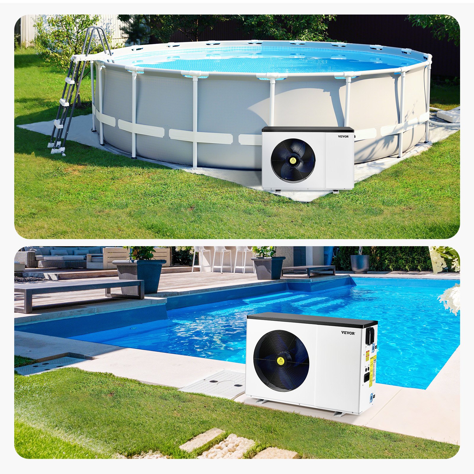VEVOR Electric Pool Heat Pump, 35830 BTU, Pool Heaters for 6605-13209GAL Above and In Ground Pools, Low Noise, Heating and Cooling Highly Efficient & Energy-Saving Pool Water Heater AC208-230V 60Hz