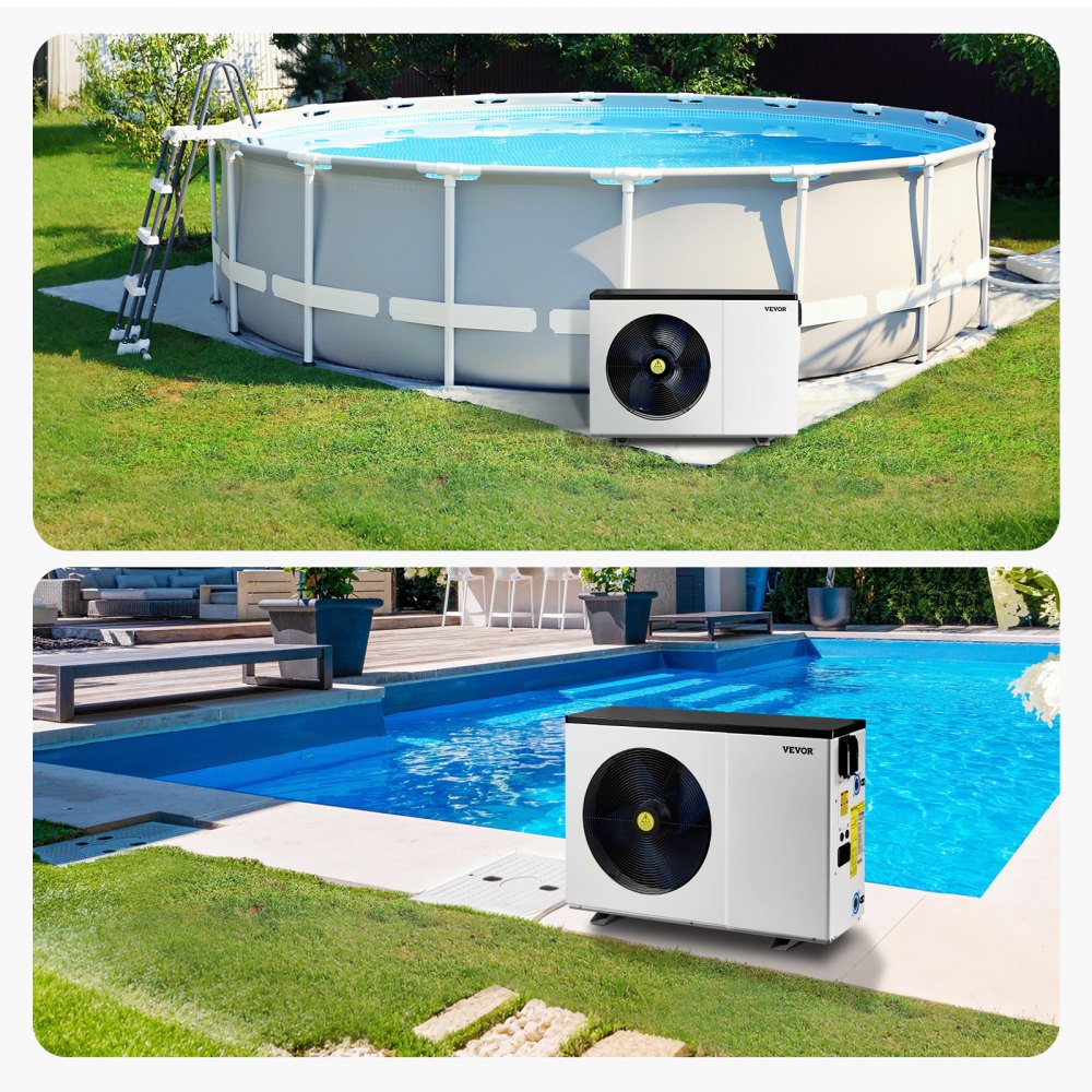 VEVOR Electric Pool Heat Pump, 51200 BTU, Pool Heaters for 7926-15851GAL Above and In Ground Pools, Low Noise, Heating and Cooling Highly Efficient & Energy-Saving Pool Water Heater AC208-230V 60Hz