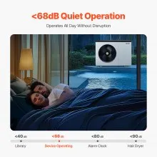 VEVOR Electric Pool Heat Pump, 51200 BTU, Pool Heaters for 7926-15851GAL Above and In Ground Pools, Low Noise, Heating and Cooling Highly Efficient & Energy-Saving Pool Water Heater AC208-230V 60Hz