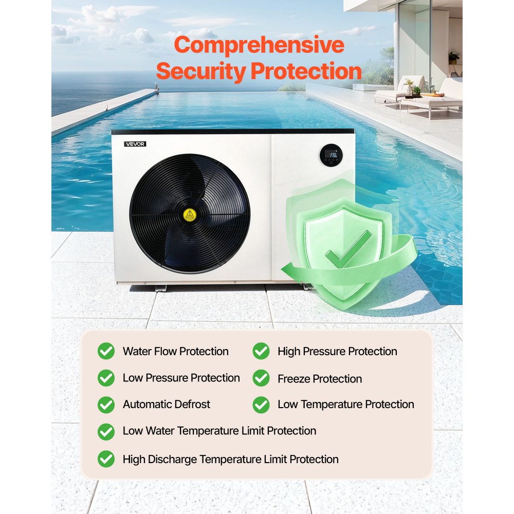 VEVOR Pool Heat Pump Max 70730 BTU, Electric Pool Heater for Above & In-Ground Up to 19812 Gallons, All-DC Inverter Technology, WiFi & App Remote Control, Multiple Protection for Swimming Party