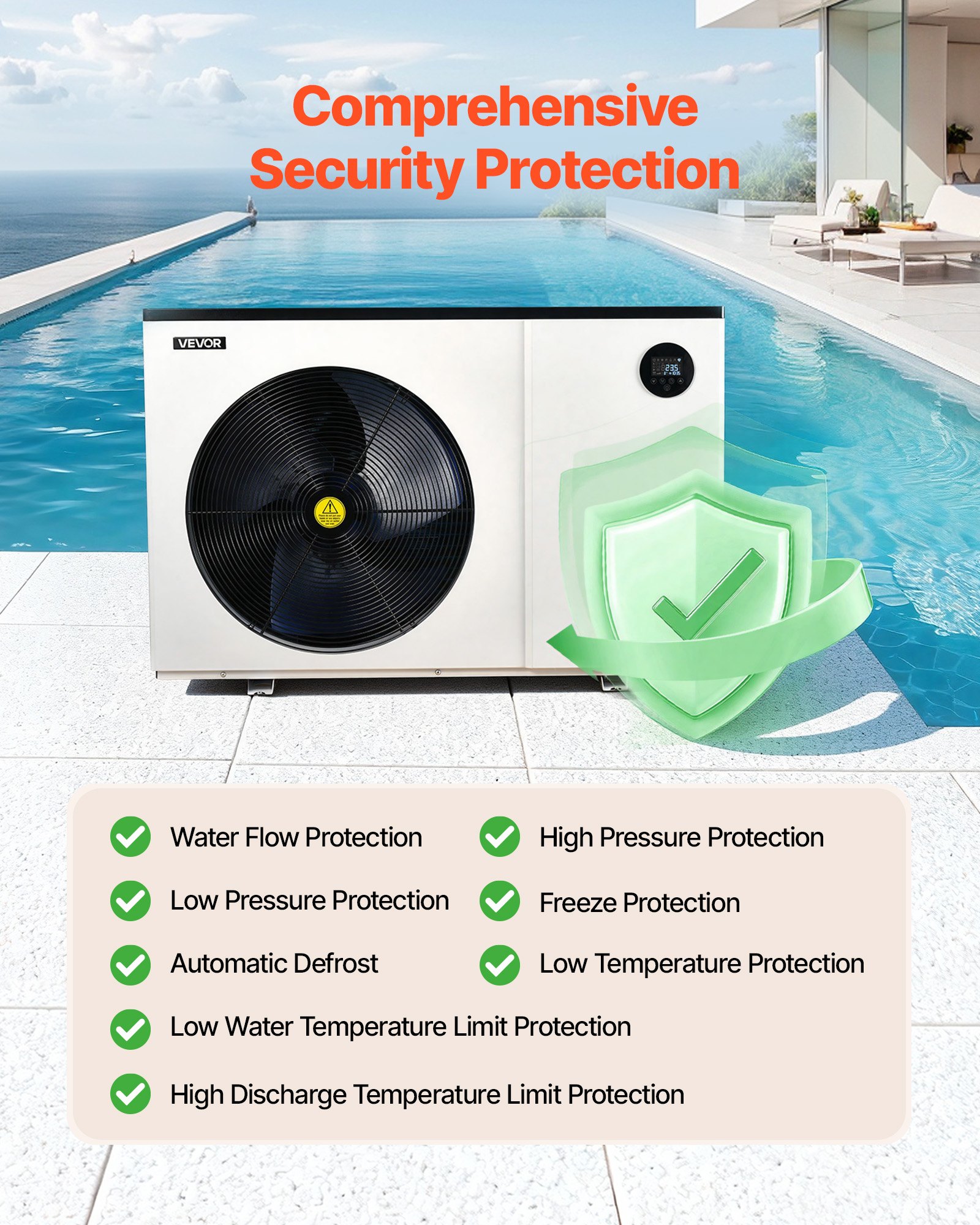 VEVOR Pool Heat Pump Max 70730 BTU, Electric Pool Heater for Above & In-Ground Up to 19812 Gallons, All-DC Inverter Technology, WiFi & App Remote Control, Multiple Protection for Swimming Party