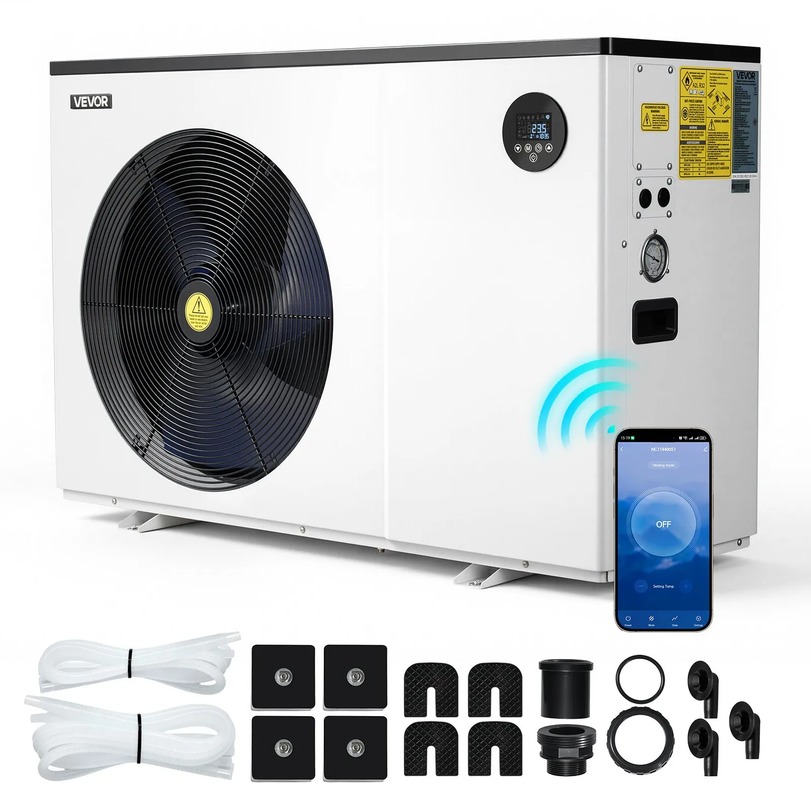 VEVOR Pool Heat Pump Max 70730 BTU, Electric Pool Heater for Above & In-Ground Up to 19812 Gallons, All-DC Inverter Technology, WiFi & App Remote Control, Multiple Protection for Swimming Party
