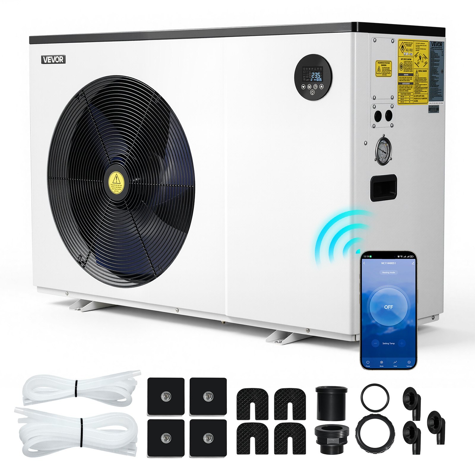 VEVOR Pool Heat Pump Max 93390 BTU, Electric Pool Heater for Above & In-Ground Up to 22455 Gallons, All-DC Inverter Technology, WiFi & App Remote Control, Multiple Protection for Swimming Parties