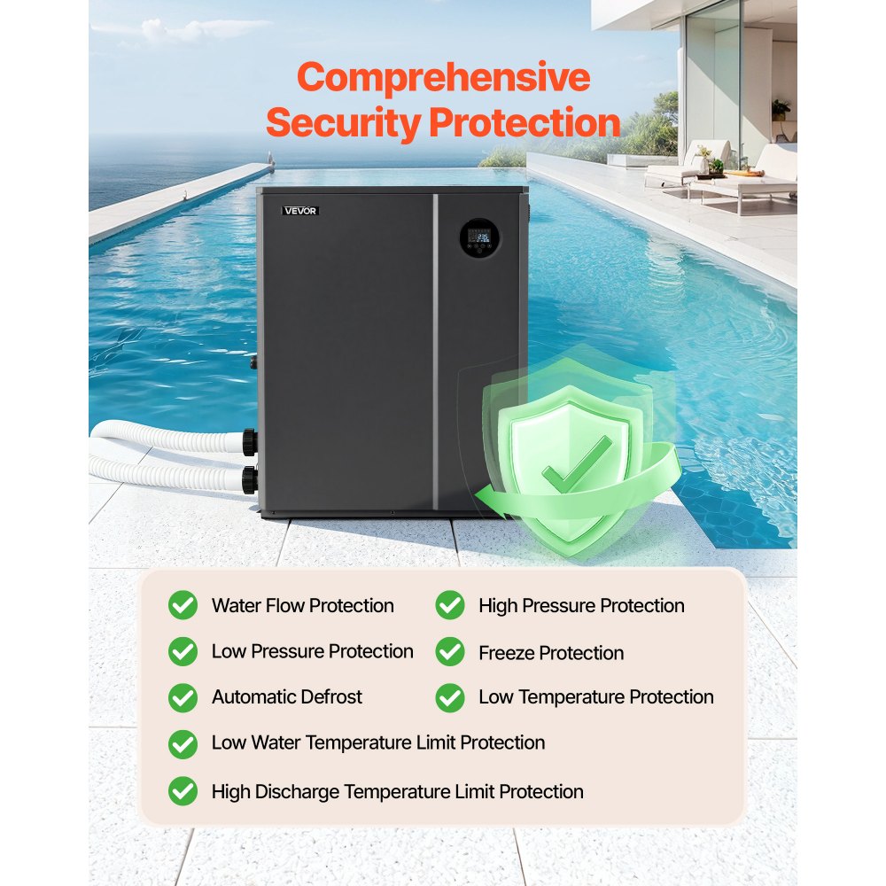 VEVOR Pool Heat Pump Max 88850 BTU, Electric Pool Heater for In-Ground Up to 22454 Gallons, All-DC Inverter Technology, WiFi & App Remote Control, Multiple Protection for Swimming Parties