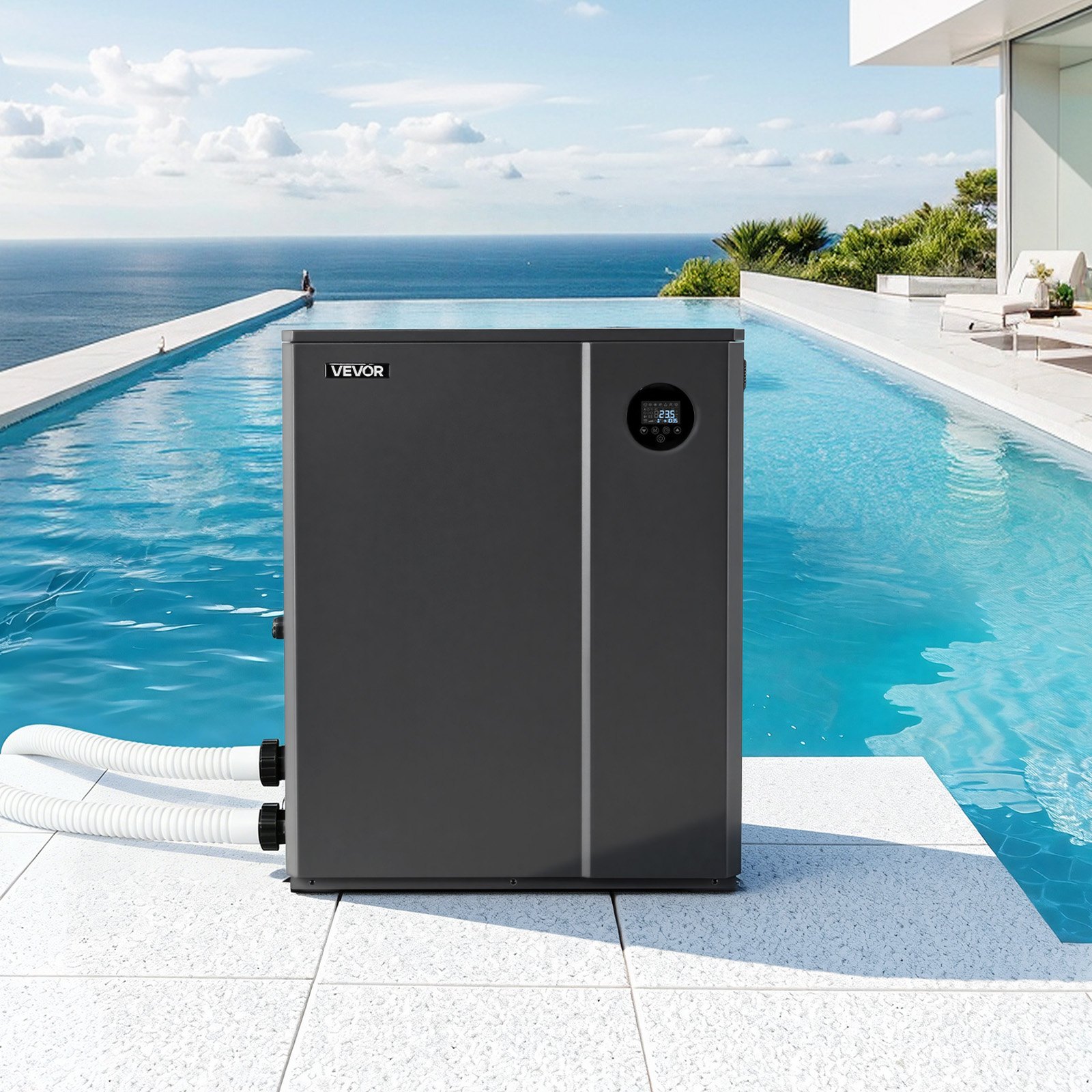 VEVOR Pool Heat Pump Max 88850 BTU, Electric Pool Heater for In-Ground Up to 22454 Gallons, All-DC Inverter Technology, WiFi & App Remote Control, Multiple Protection for Swimming Parties