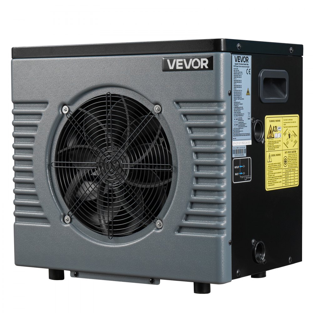 VEVOR 4160 W Pool Heat Pump, Electric Pool Heater for Above Ground Up to 15 m³, Max COP 5.14, Low Noise, GFCI Protection, 15-40 ℃ Heating Temperature for Swimming & Fitness, 220V 50Hz