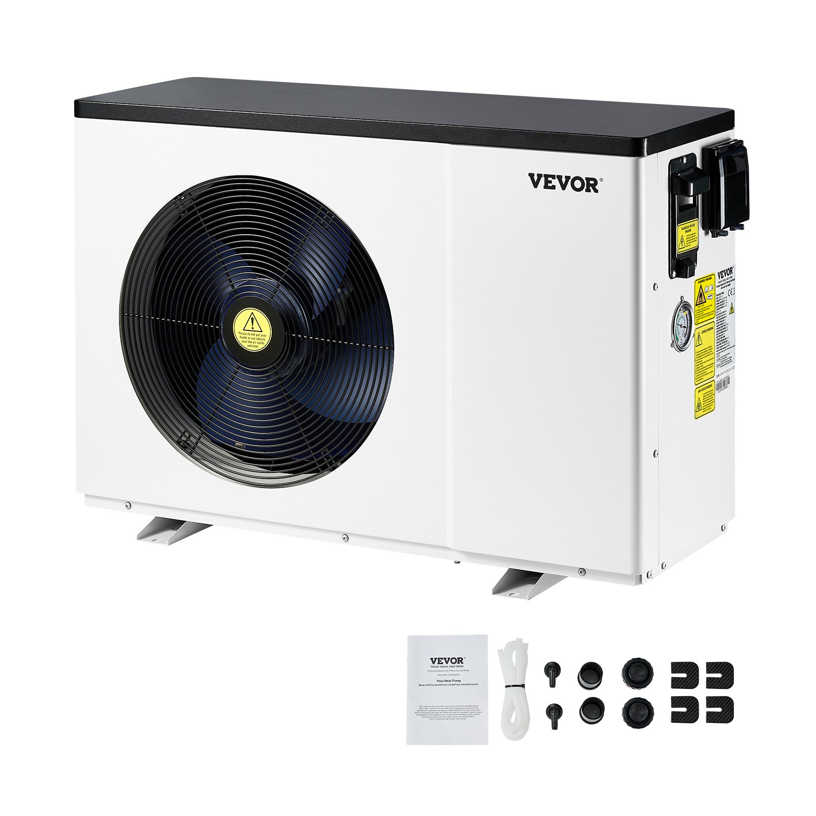 VEVOR Electric Pool Heat Pump, 2.51-11.38kW Heating Capacity, Energy-Saving Variable Frequency Pool Heaters for 25-50m³Above Ground Pools, Heating and Cooling Pool Water Heater AC220-240V 50Hz