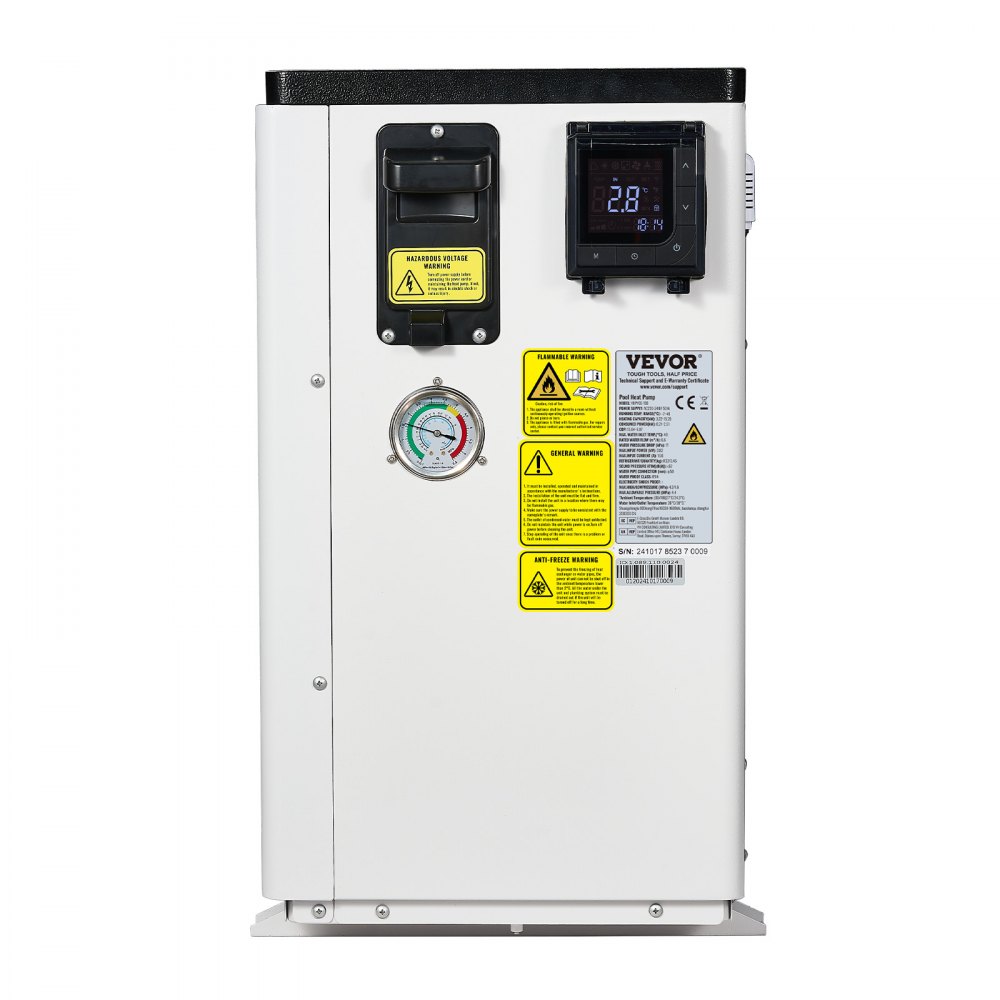 VEVOR Electric Pool Heat Pump, 3.22-15.25kW Heating Capacity, Energy-Saving Variable Frequency Pool Heaters for 30-60m³Above Ground Pools, Heating and Cooling Pool Water Heater AC220-240V 50Hz