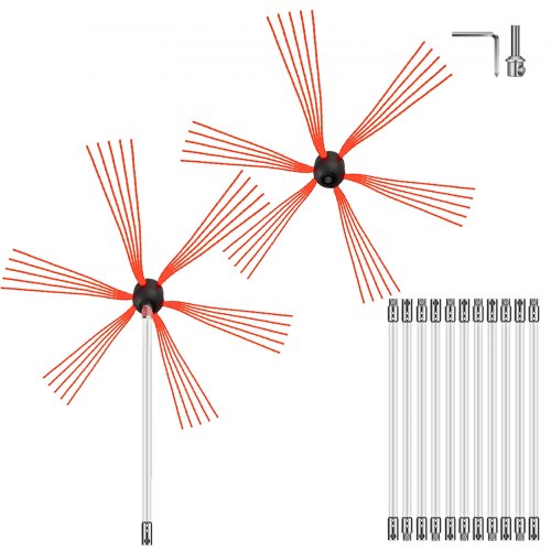 VEVOR Chimney Sweep Kit 39FT Chimney Cleaning Kit Nylon Sooteater Chimney Cleaning Kit Flexible Brush Head Chimney Sweeping Kit Easy Connecting Chimney Brush With 12 White Rods