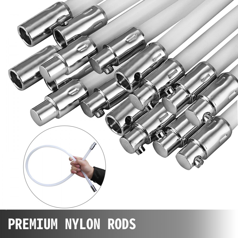 VEVOR 16m Fireplace Brush Chimney Sweep Rotary Chimney Sweeper Cleaning Kit Rods