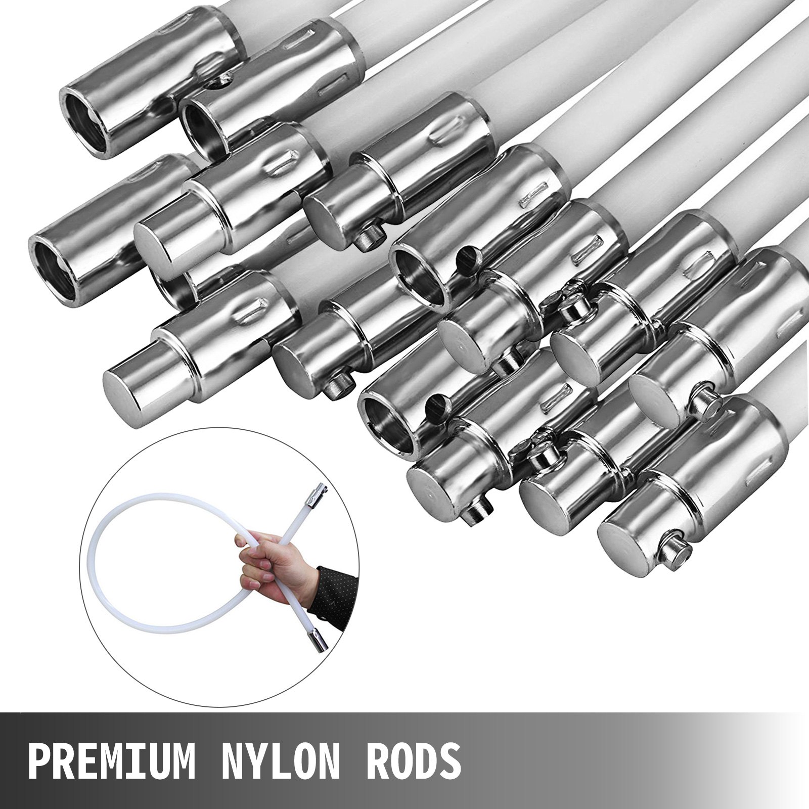 VEVOR 16m Fireplace Brush Chimney Sweep Rotary Chimney Sweeper Cleaning Kit Rods