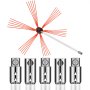 VEVOR chimney sweep kit with orange bristles and silver attachments.