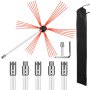 VEVOR chimney sweep kit with rods, brush head, and carrying bag.
