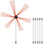 VEVOR chimney sweep kit with red bristles and six long extension rods.
