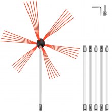 VEVOR Flexible Chimney Sweep Rods, 6 m Chimney Cleaning Kit, Nylon Sooteater Chimney Cleaning Kit Flexible Brush Head Chimney Sweeping Rods Easy Connecting Chimney Brush With 6 White Rods