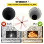 VEVOR chimney sweep kit showing before and after chimney cleanliness and fireplace use.