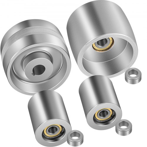 VEVOR Belt Grinder 2' x 72' Wheel Set, Complete Belt Knife Grinder Wheel Set, Aluminum Belt Grinder Wheel Crowned, for Knife Grinder 4' Drive Wheel 5/8' Bore 4' Tracking 2' Idler Wheels (4'-4'-2')