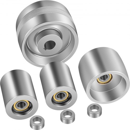 VEVOR Belt Grinder Juego de ruedas de 2" x 72", juego completo de ruedas para amoladora de cuchillas de cinturón, rueda de amoladora de correa de aluminio coronada, para amoladora de cuchillos Rueda de accionamiento de 5" 7/8" Bore 4" Tracking 2" Ruedas locas (5"-4"- 2")