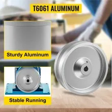 VEVOR Belt Grinder Drive Wheel, 6" Diameter 2" x 72" Knife Grinder Drive Wheel 5/8" Bore/Shaft, Aluminum Belt Grinder Wheel Crowned, for Knife Making Grinder Polishing & Belt Machine Woodworking DIY