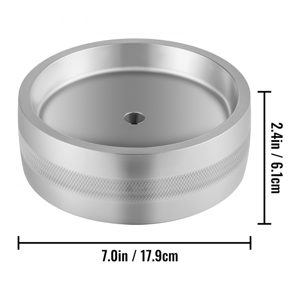 VEVOR Rueda de tracción para molinillo de correa de 7 pulgadas de diámetro, 2 x 72 pulgadas, rueda de tracción para molinillo de cuchillos de 5/8 pulgadas de diámetro/eje, rueda de molinillo de correa de aluminio coronada, para hacer cuchillos, molinillo, pulido y máquina de cinturón, carpintería, bricolaje