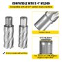 VEVOR Annular Cutter Set, 6 pcs 3/4" Weldon Shank, 2" Cutting Depth and Cutting Diameter from 7/16" to 1-1/16", 2 Pilot Pins & Strong Case for Using with Magnetic Drills, Silver