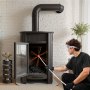 VEVOR Chimney Sweep Kit, 10m Maximum Extendable Length Chimney Brush, Chimneys Cleaning Kit with Bristle Replacements & Goggles, 90° Bendable Fireplace Cleaning Tool, for Square, Rectangle Chimneys