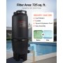 725 sq.ft² Cartridge Pool Filter Valve 21207GPH Swimming Pool Filtration System