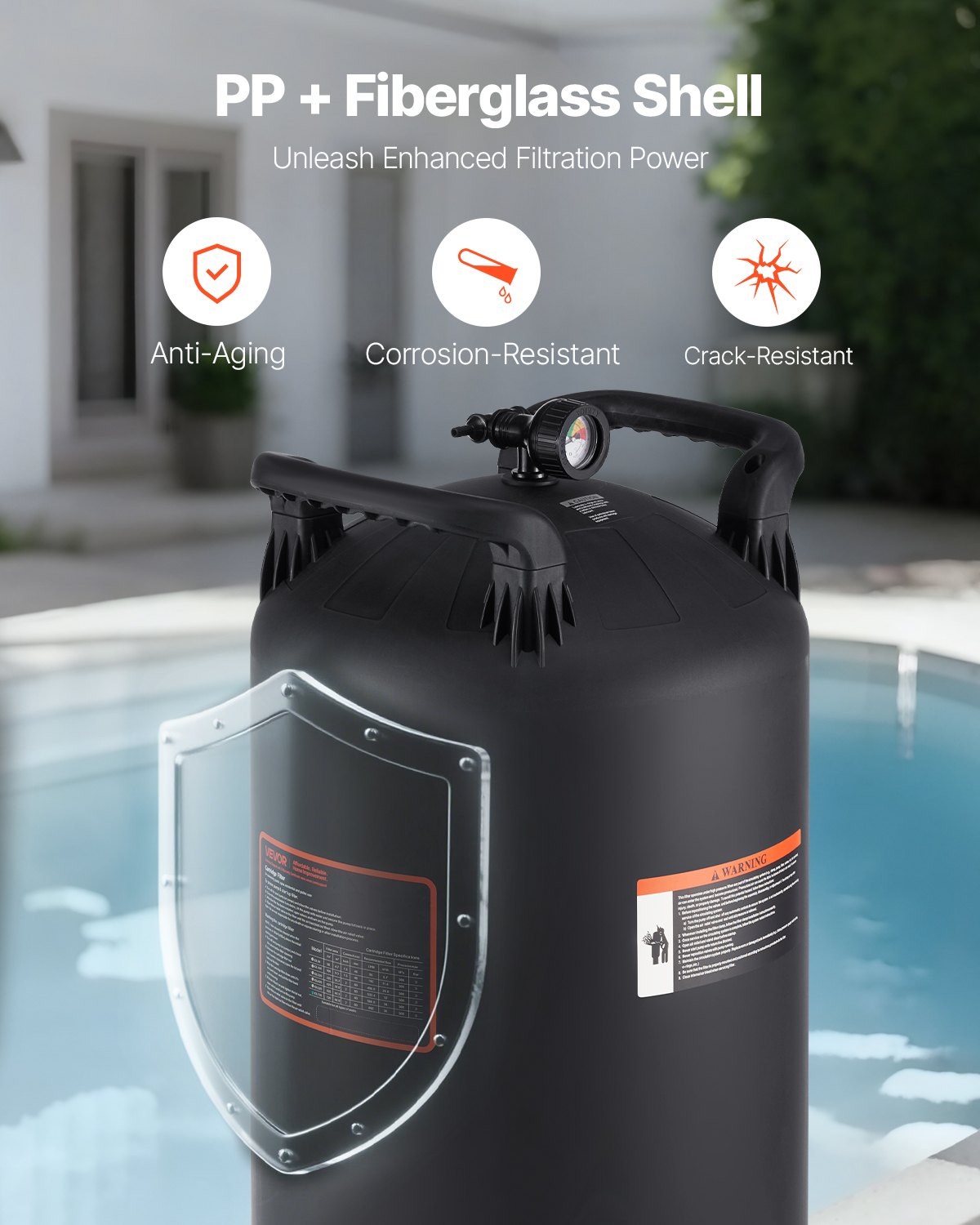 725 sq.ft² Cartridge Pool Filter Valve 21207GPH Swimming Pool Filtration System