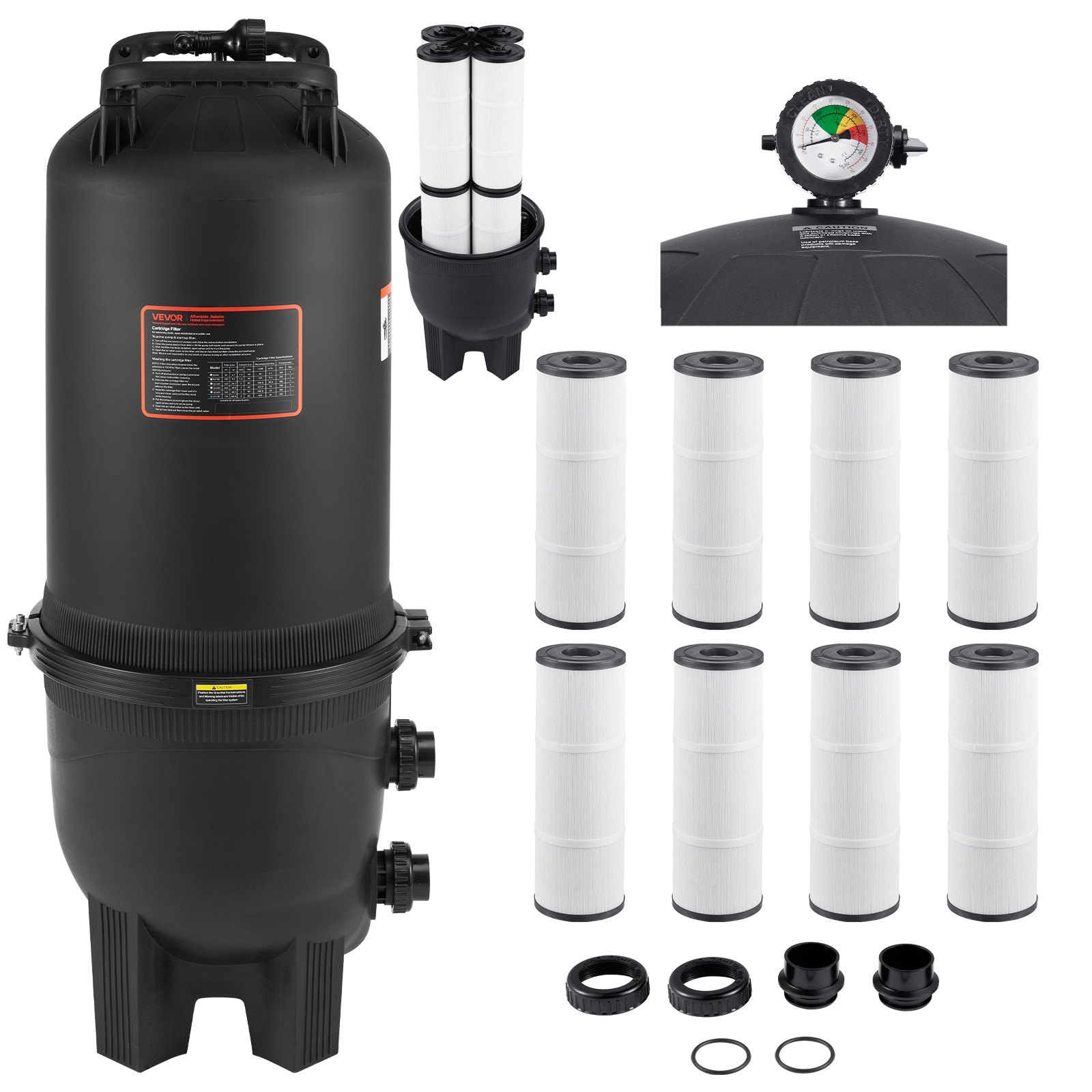 725 sq.ft² Cartridge Pool Filter Valve 21207GPH Swimming Pool Filtration System