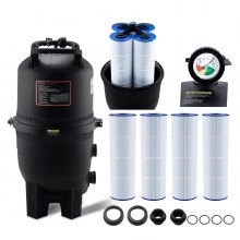 Filtro de cartucho para piscina VEVOR, 425 pies cuadrados (39 m²), sistema de filtración para piscinas elevadas con filtro mejorado y a prueba de fugas, para jacuzzis, spas y piscinas inflables.