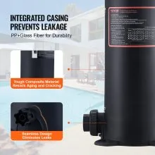 VEVOR Cartridge Pool Filter, 4.6 Sq.m Filter Area Inground Pool Filter, Above Ground Swimming Pool Filtration Filter System with Upgrade Filter &Leak-proof Casing, for Hot Tubs, Spa, Inflatable Pool