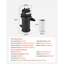 150 sq.ft² Cartridge Pool Filter Valve 9000 GPH Swimming Pool Filtration System