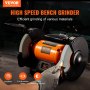 VEVOR Bench Grinder, 8 inch Single Speed Bench Grinder with 3A Brushless Motor 3580 RPM Table Grinder with 36/80-Grit Grinding Wheels for Grinding, Sharpening Application
