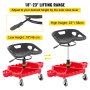 VEVOR Rolling Garage Stool, 300LBS Capacity, Adjustable Height from 18 in to 23 in, 360-degree Swivel Wheels (4\"), Large Tool Tray with Two Bottle Holder, for Workshop, Auto Repair Shop, Red