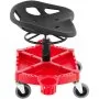 Taburete de garaje con ruedas VEVOR, capacidad de 136 kg, altura ajustable de 45 a 58 cm, ruedas giratorias de 360 grados (10 cm), bandeja grande para herramientas con dos portabotellas, para taller, taller mecánico, color rojo
