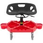 Taburete de garaje con ruedas VEVOR, capacidad de 136 kg, altura ajustable de 45 a 58 cm, ruedas giratorias de 360 grados (10 cm), bandeja grande para herramientas con dos portabotellas, para taller, taller mecánico, color rojo