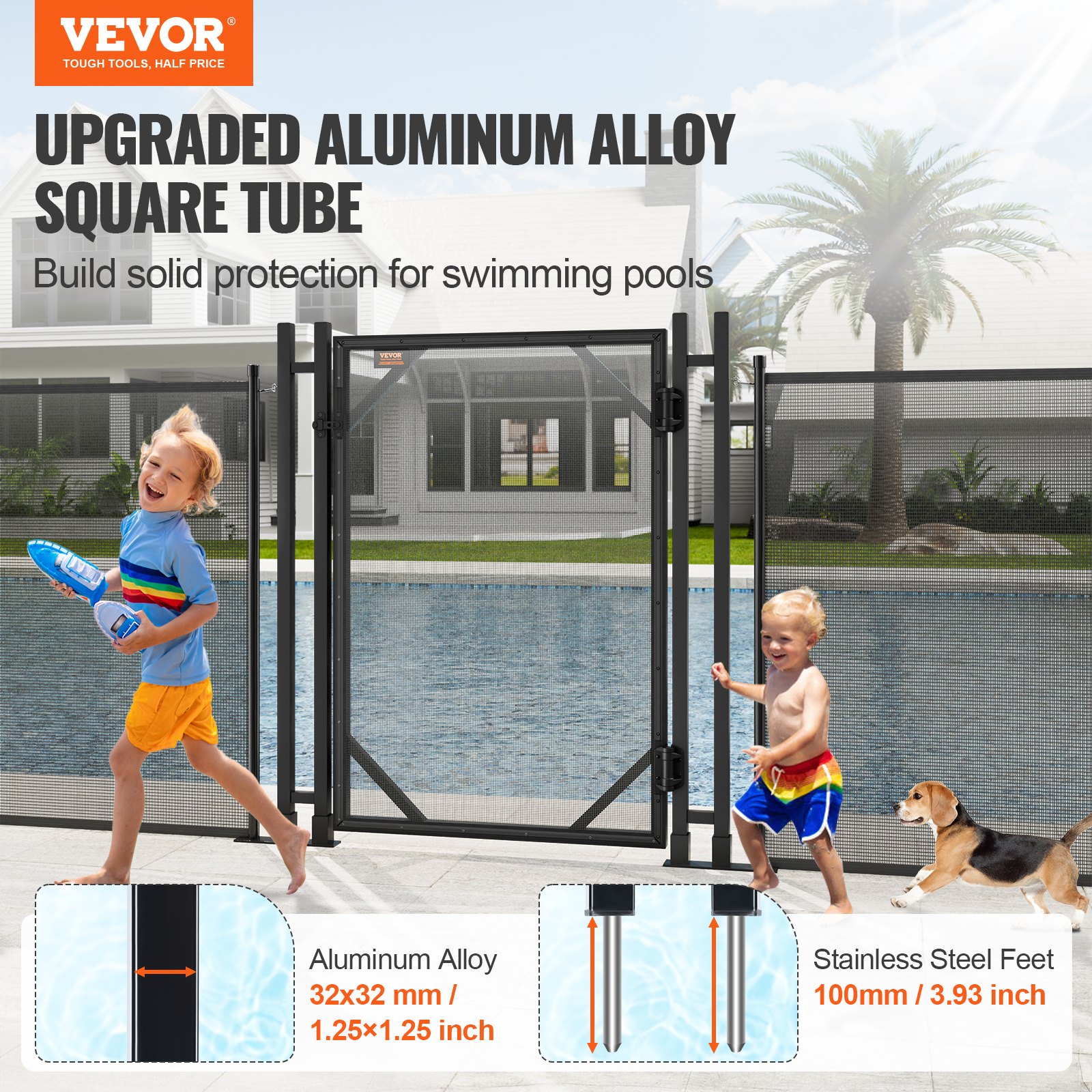 VEVOR Pool Fence Gate 4 x 2.5 FT Removable Pool Gate for Inground Pools Outdoor