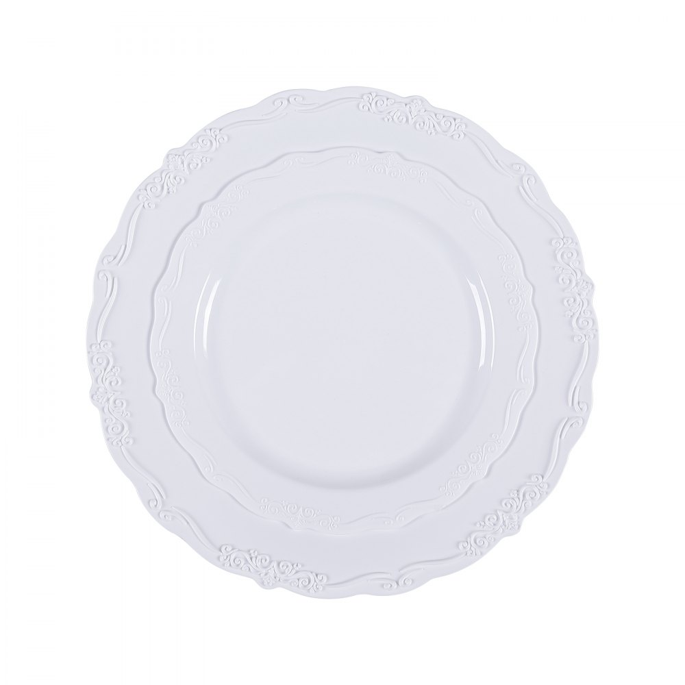 VEVOR Plastic Disposable Plates, 100 Pcs White Plastic Plates, Heavy Duty Plastic Plates with 50 Pcs 9.8 Inch Plastic Dinner Plates and 50 Pcs 7.5 Inch Plastic Dessert Plates, for Wedding and Party