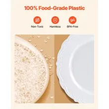Platos desechables de plástico, 100 unidades, platos de plástico blancos resistentes para cenas y postres.
