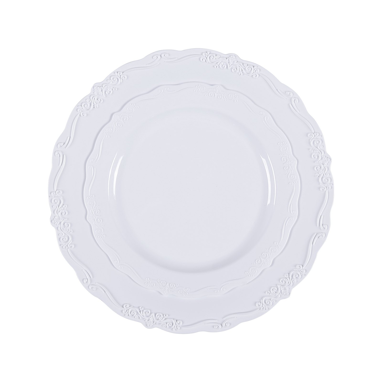VEVOR Plastic Disposable Plates, 100 Pcs White Plastic Plates, Heavy Duty Plastic Plates with 50 Pcs 9.8 Inch Plastic Dinner Plates and 50 Pcs 7.5 Inch Plastic Dessert Plates, for Wedding and Party