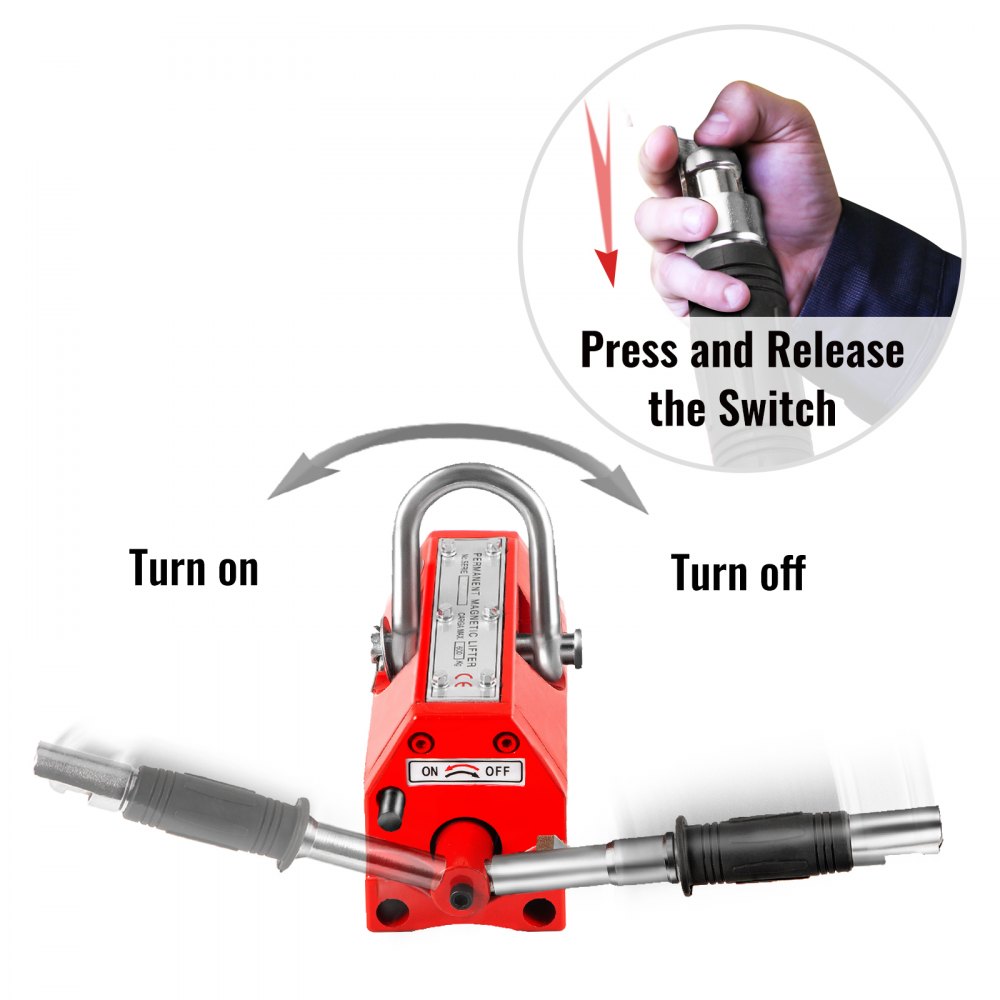 VEVOR Magnetic Lifter, 1300LBS Lifting Capability Lifting Magnet, 600KG Hoist Magnet, Neodymium Iron Permanent Magnet Crane, Heavy Duty for Lifting Steel Sheets, Plates, Blocks, and Cylinders