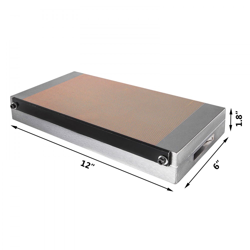 VEVOR 6 x 12 inch Permanent Magnetic Chucks, Fine-pitched Magnetic Poles Copper Material with Powerful Magnetic Force, Surface Grinding Machine with Lock-On/Lock-Off Mechanism No Electricity Needed