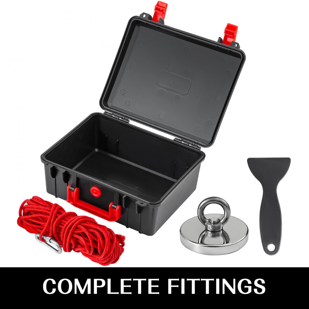 Imán de pesca Maxmagnets de fuerza de tracción de 1200 libras con cáncamo + cuerda + caja + pala