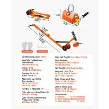 VEVOR Magnetic Lid Lifter Dolly Steel Dolly with Heavy Duty Magnet Lift 1320 lbs