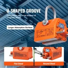 VEVOR Magnetic Lifter, 220 lbs/100 kg Pulling Capacity, 2.5 Safety Factor, Neodymium & Steel, Lifting Magnet with Release, Permanent Lift Magnets, Heavy Duty Magnet for Hoist, Shop Crane, Block, Board