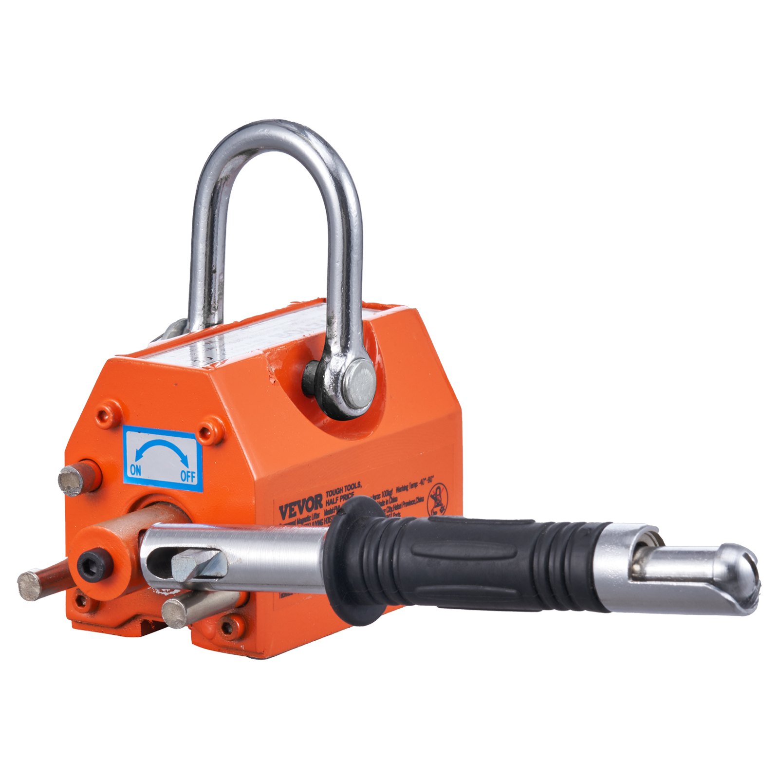 VEVOR Magnetic Lifter, 100 kg/220 lbs Pulling Capacity, 2.5 Safety Factor, Neodymium & Steel, Lifting Magnet with Release, Permanent Lift Magnets, Heavy Duty Magnet for Hoist, Shop Crane, Block, Board