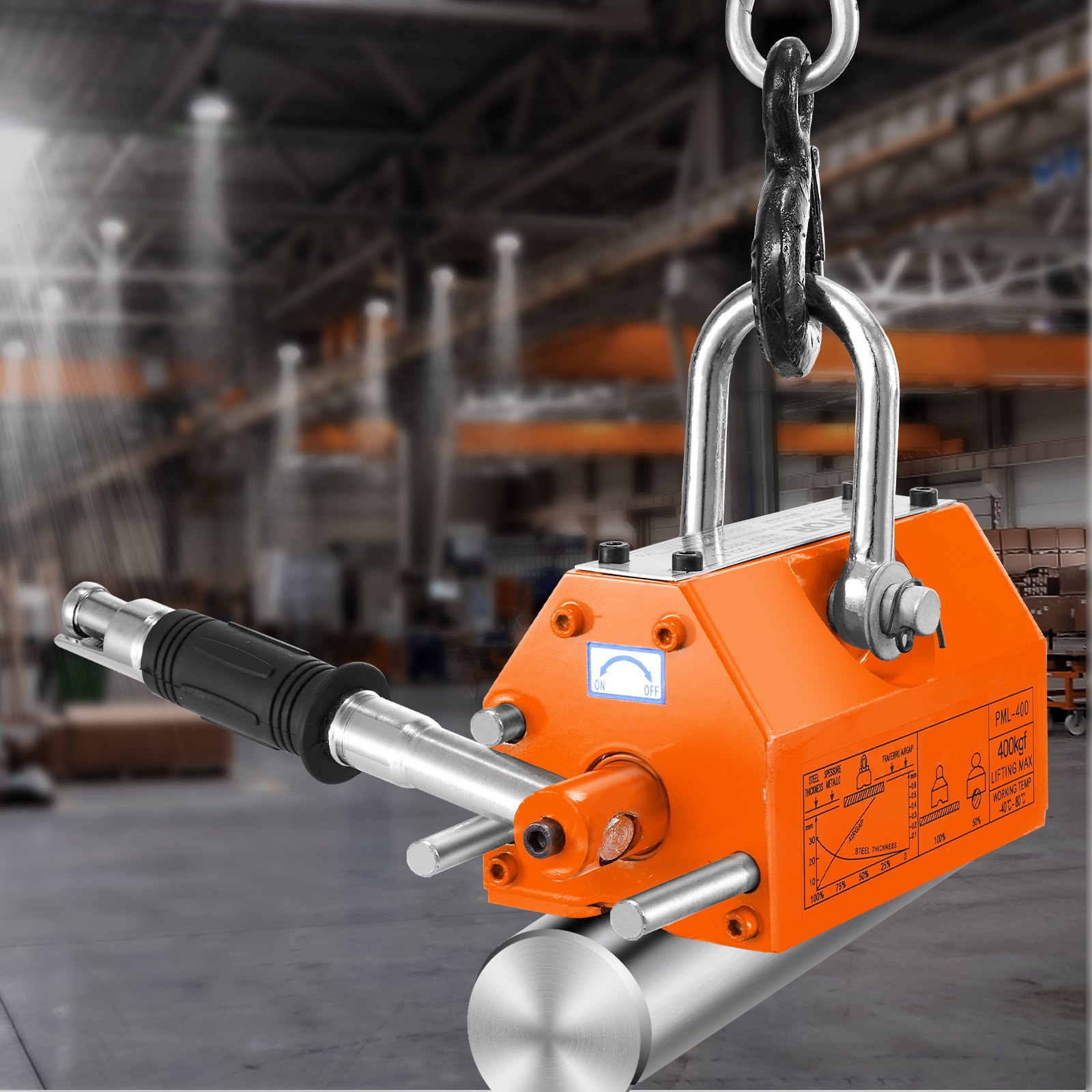 VEVOR Magnetic Lifter, 400 kg Pulling Capacity, 2.5 Safety Factor, Neodymium & Steel, Lifting Magnet with Release, Permanent Lift Magnets, Heavy Duty Magnet for Hoist, Shop Crane, Block, Board