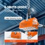 VEVOR magnetic lifter with u-shaped groove lifting flat and round steel in an industrial setting.